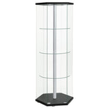 Zahavah 4-shelf Hexagonal Clear Glass Curio Cabinet