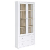 Hawthorne 4-Shelf Glass Door Tall Cabinet with Drawers