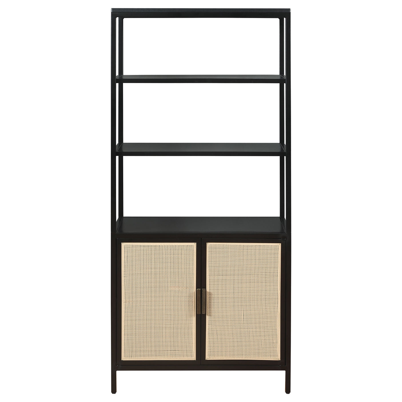 Amherst 3-shelf Radio Weave Cane Metal Accent Cabinet