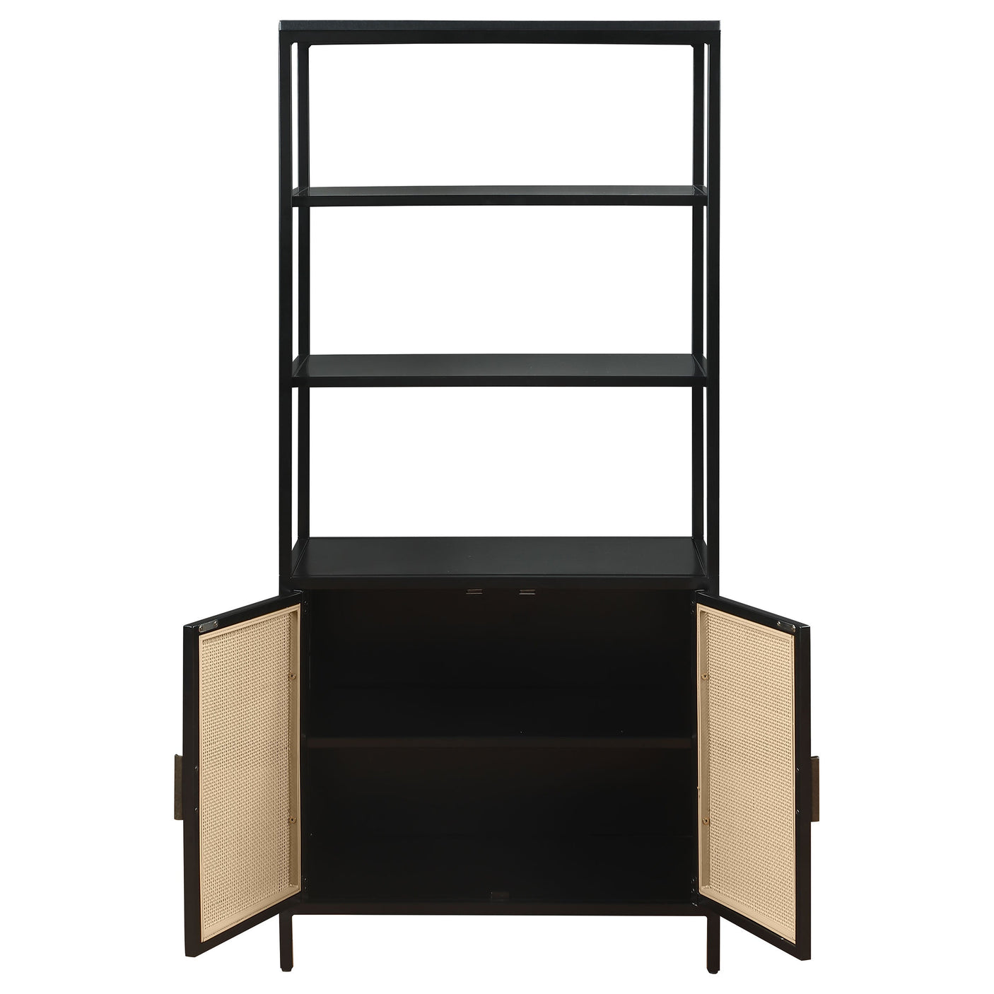 Amherst 3-shelf Radio Weave Cane Metal Accent Cabinet