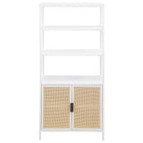 Amherst 3-shelf Radio Weave Cane Metal Accent Cabinet