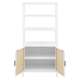 Amherst 3-shelf Radio Weave Cane Metal Accent Cabinet