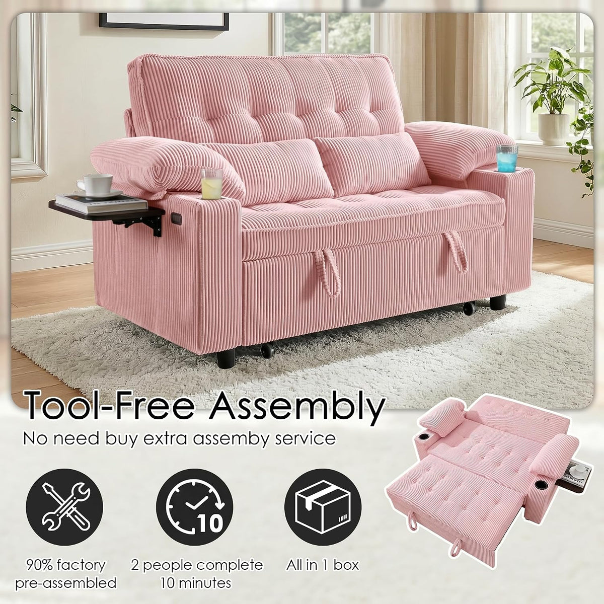 Milan Corduroy Sleeper Sofa