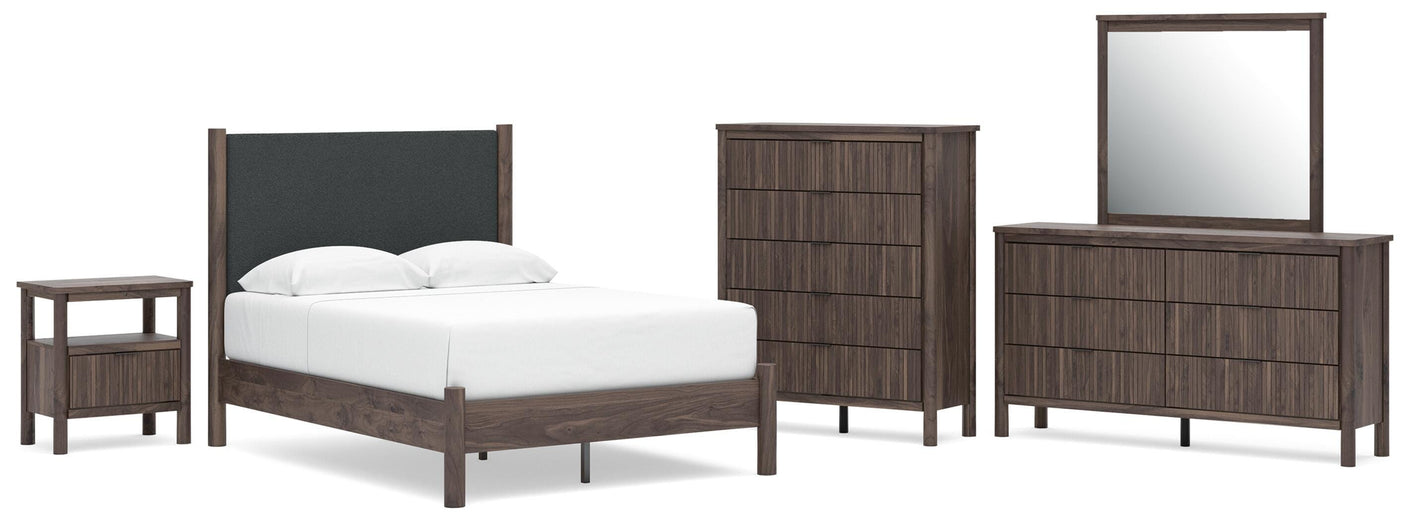 Pamytta Upholstered Panel Platform Bed Bedroom Set