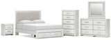 Zuraleus Upholstered Panel Platform Storage Bed Bedroom Set