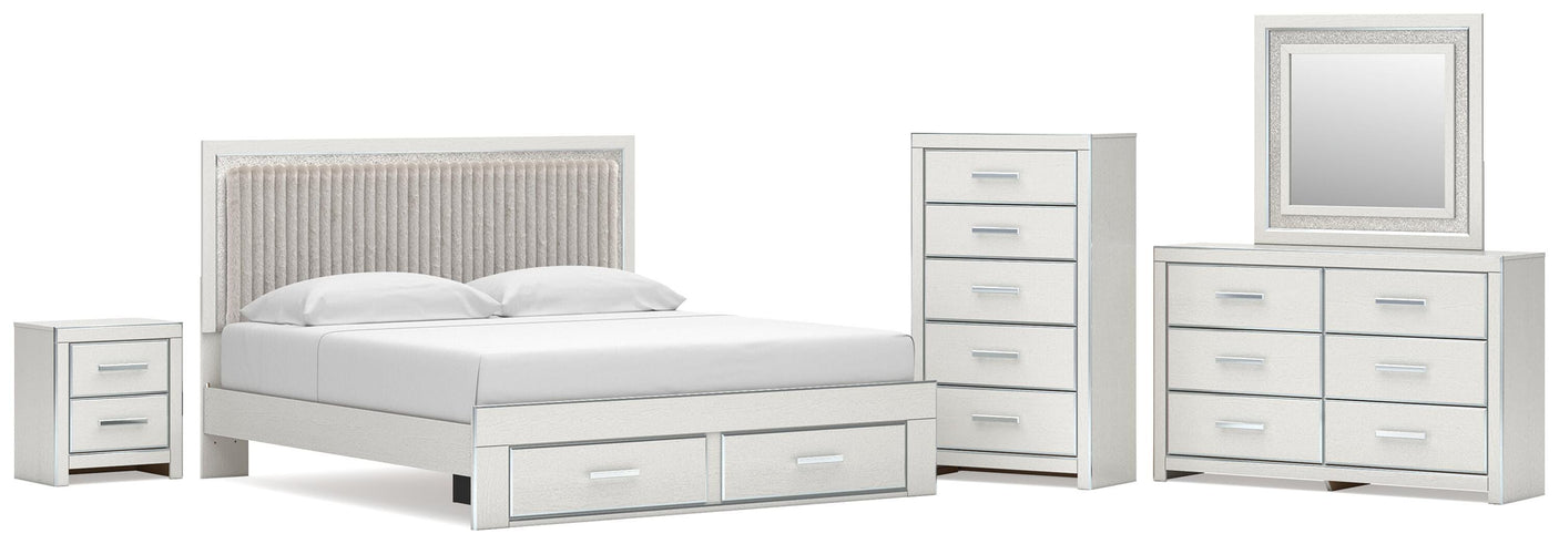 Zuraleus Upholstered Panel Platform Storage Bed Bedroom Set
