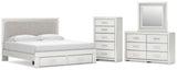 Zuraleus Upholstered Panel Platform Storage Bed Bedroom Set