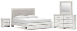 Zuraleus Upholstered Panel Platform Storage Bed Bedroom Set