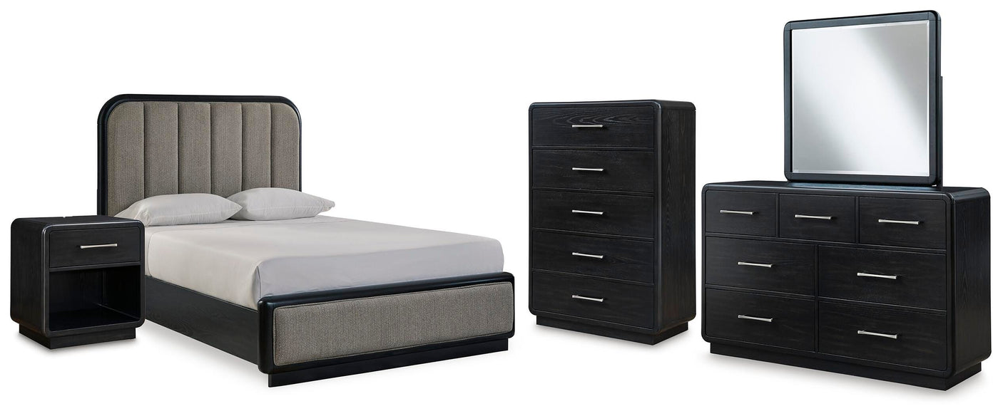 Rowanbeck Upholstered Panel Bed Bedroom Set