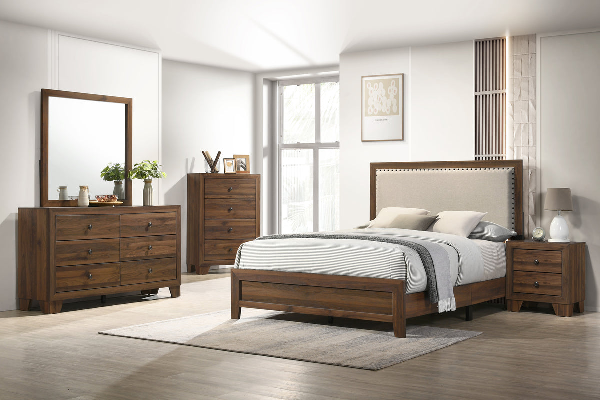 Millie Upholsteredolstery One Box Br.Cherry Bedroom Collection