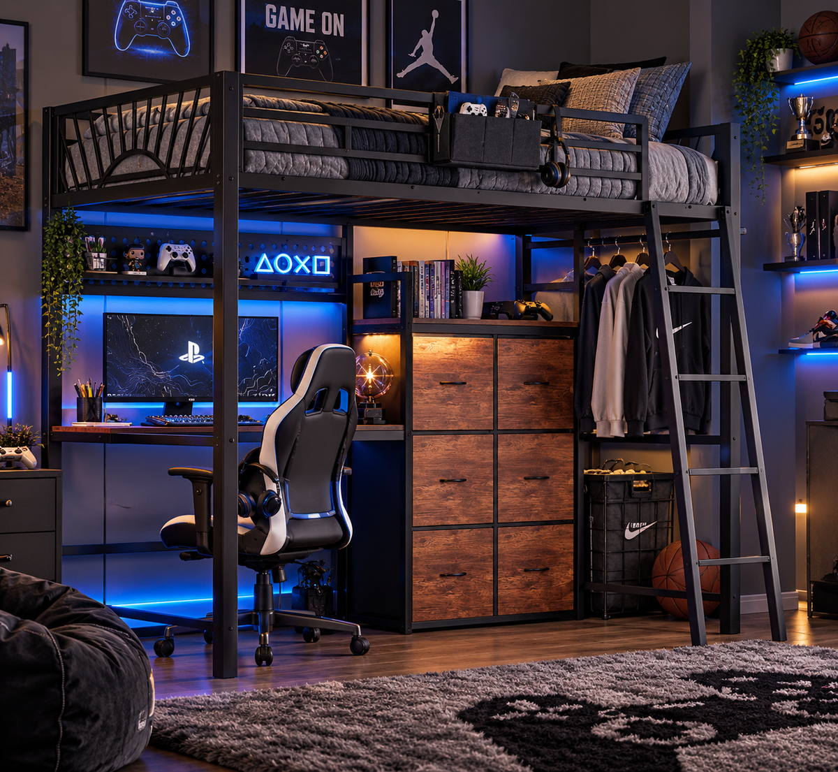 Haven Twin Loft Bed w/ Desk & Storage