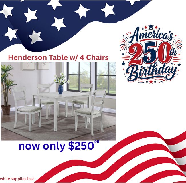 Henderson Table w/ 4 Chairs - White Wash