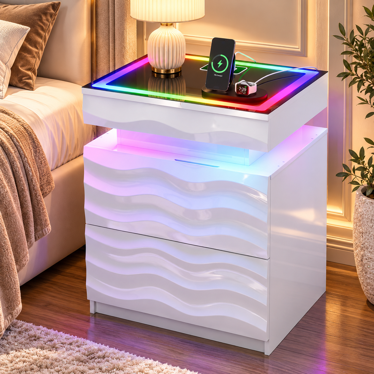 Nora Wave LED Nightstand