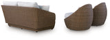 Cardiff Beach Love/ Swivel Chairs Set (3/CN)