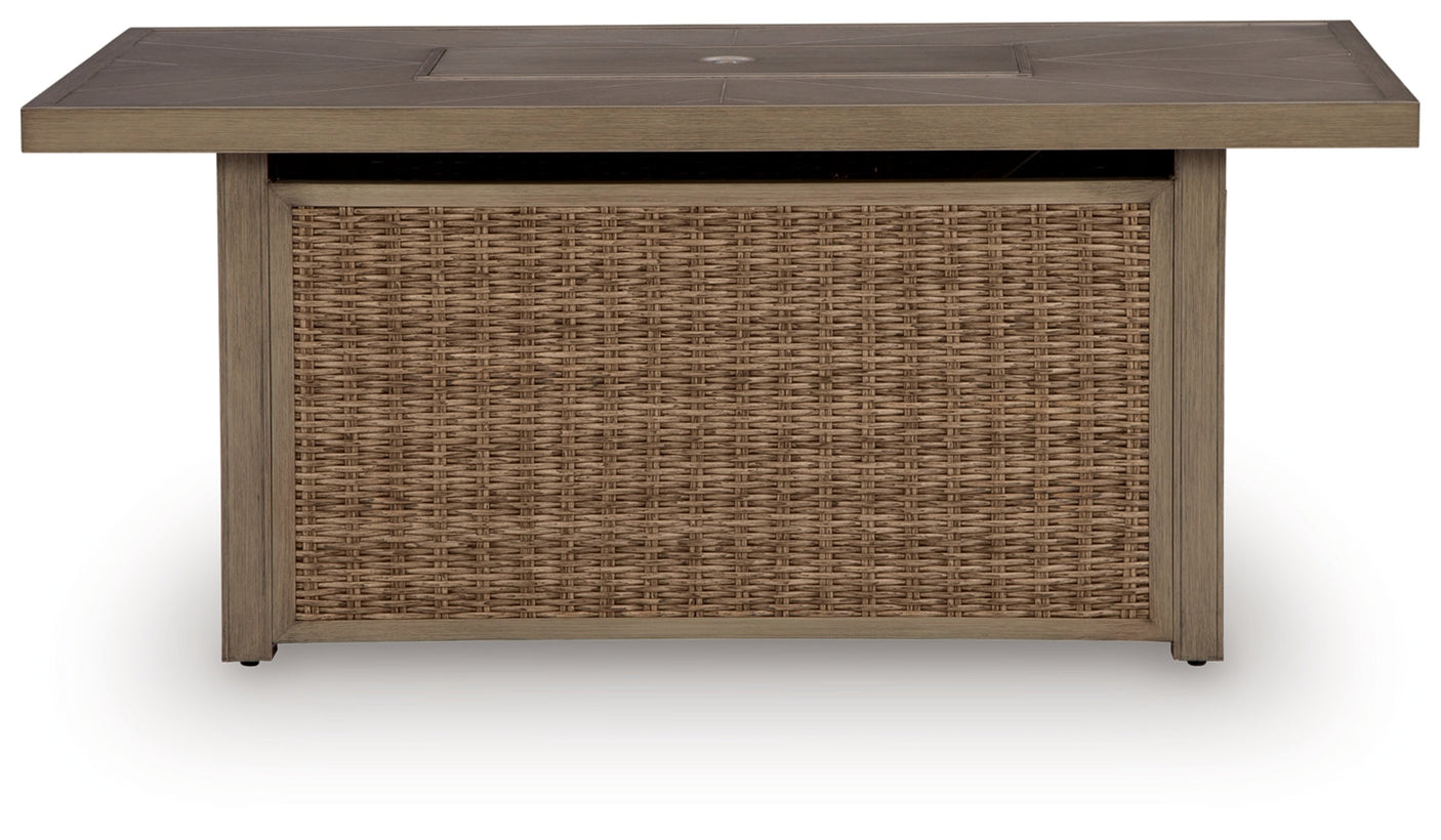 Revare Beach Rectangular Fire Pit Table