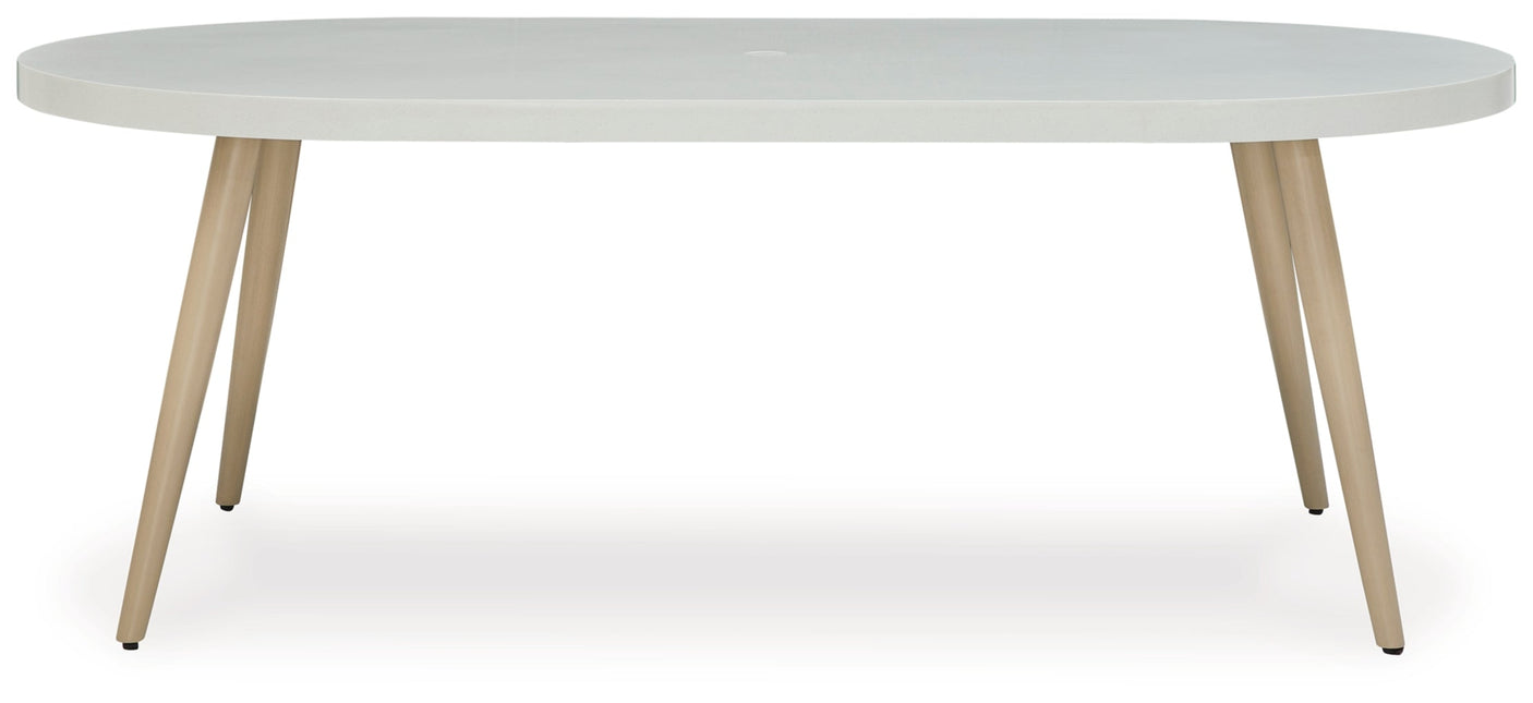 Seton Creek Oval Dining Table with Umbrella Option