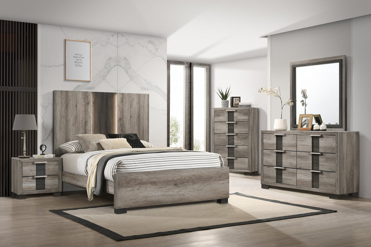 Rangley Nightstand - Grey/Brown