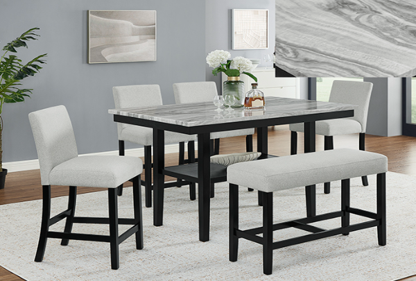 Frank Faux Marble Table w/ 4 Chairs