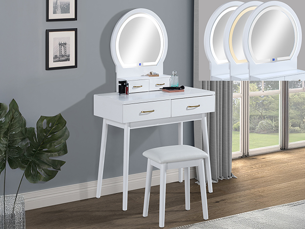 Cecilia Vanity Table w/ Stool - White