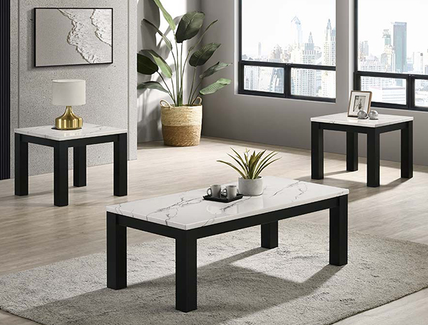 Ivy Faux Marble Coffee Table w/ 2 End Tables