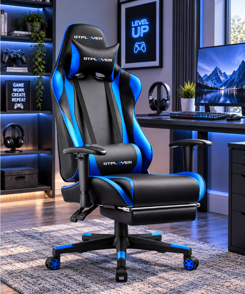 Gaming Chair with Footrest