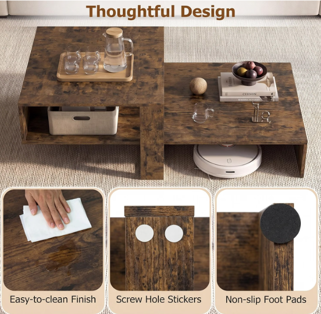 Rustic Brown 2-Tier Coffee Table
