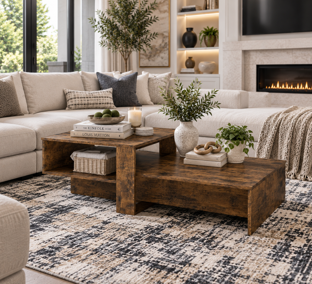 Rustic Brown 2-Tier Coffee Table