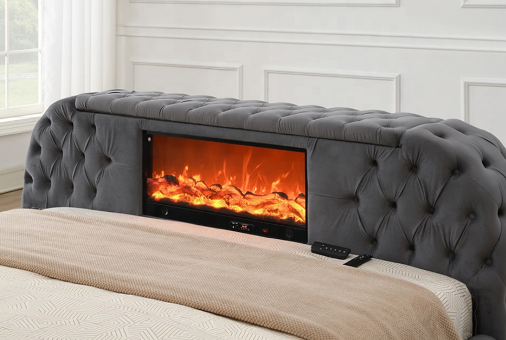 Natalia King Bed w/ Fireplace & TV Lift