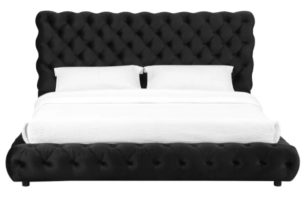 Flory Black Platform Bed Queen