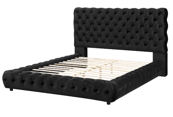 Flory Black Platform Bed Queen