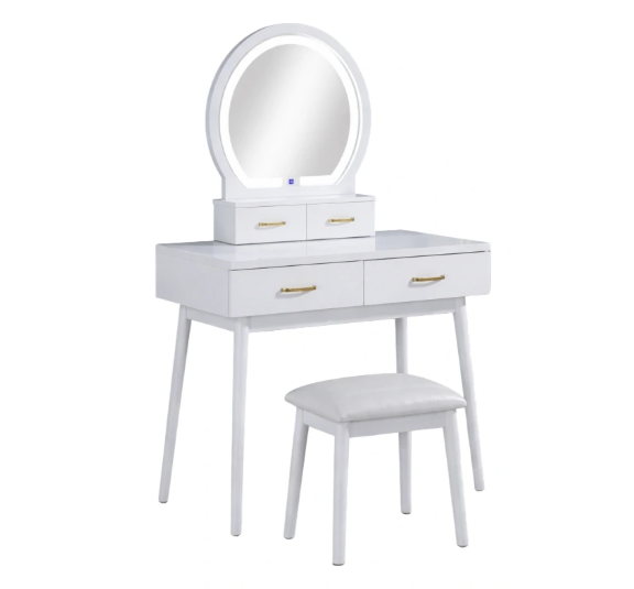 Cecilia Vanity Table w/ Stool - White