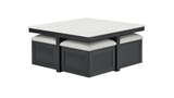 Marta Coffee Table w/ 4 Storage Ottomans