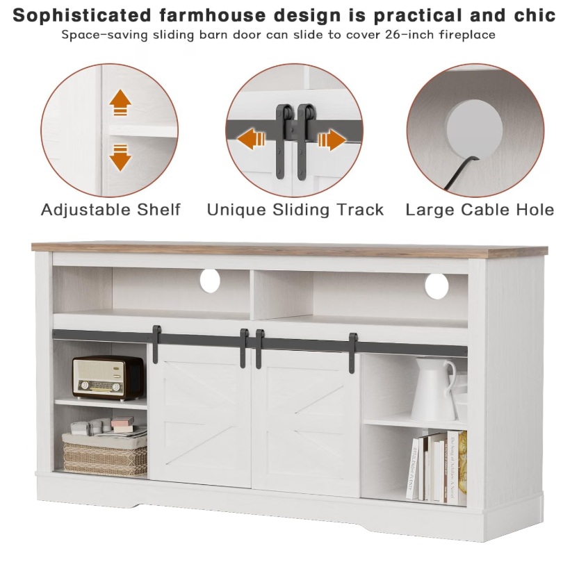Farmhouse Fireplace 65" TV Stand