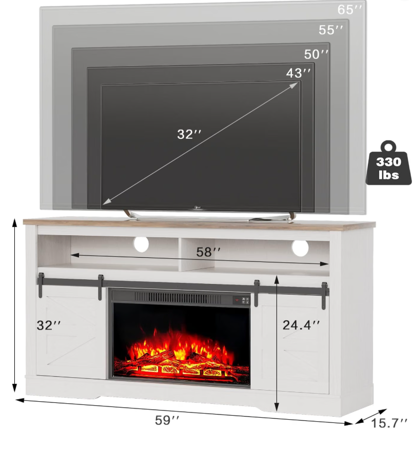 Farmhouse Fireplace 65" TV Stand