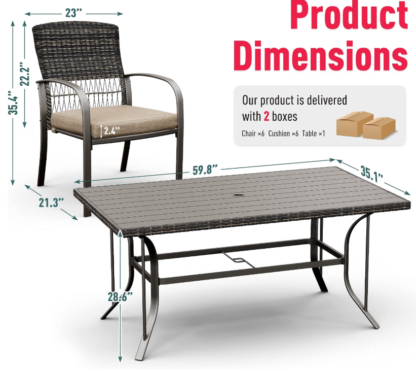 Molly Table w/ 6 Chairs Patio Set
