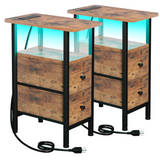 Narrow End Table w/ LED Light (Set of 2)