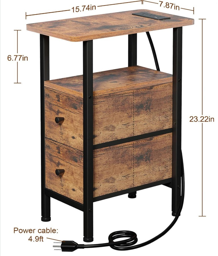 Narrow End Table w/ LED Light (Set of 2)