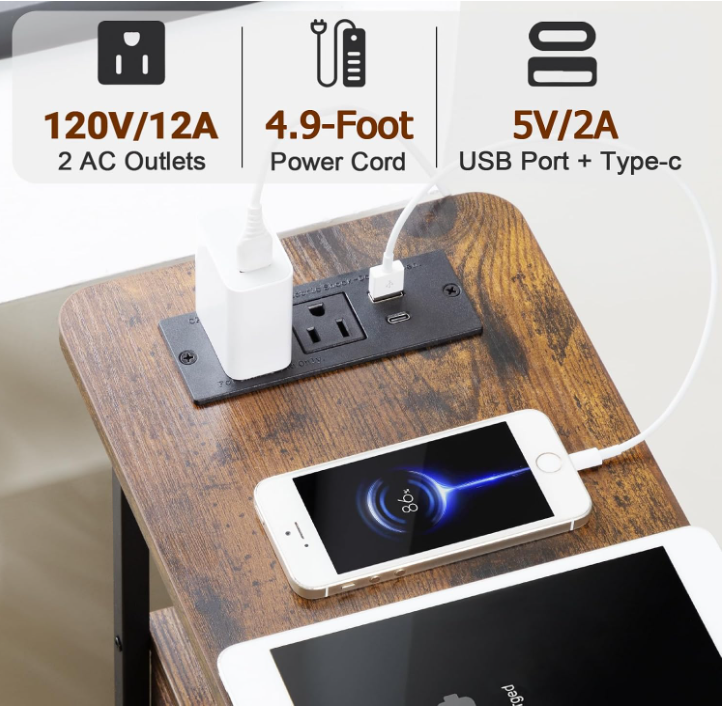 Narrow End Table w/ LED Light (Set of 2)