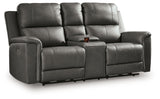 Beryton Power Reclining Loveseat/Console/Adjustable Headrest