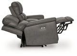 Beryton Power Reclining Loveseat/Console/Adjustable Headrest