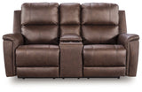 Beryton Power Reclining Loveseat/Console/Adjustable Headrest