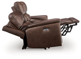 Beryton Power Reclining Loveseat/Console/Adjustable Headrest
