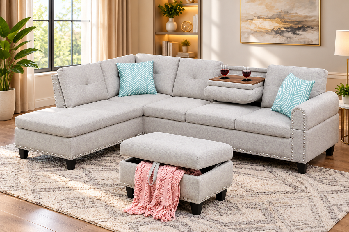 April Sectional with Storage Ottoman