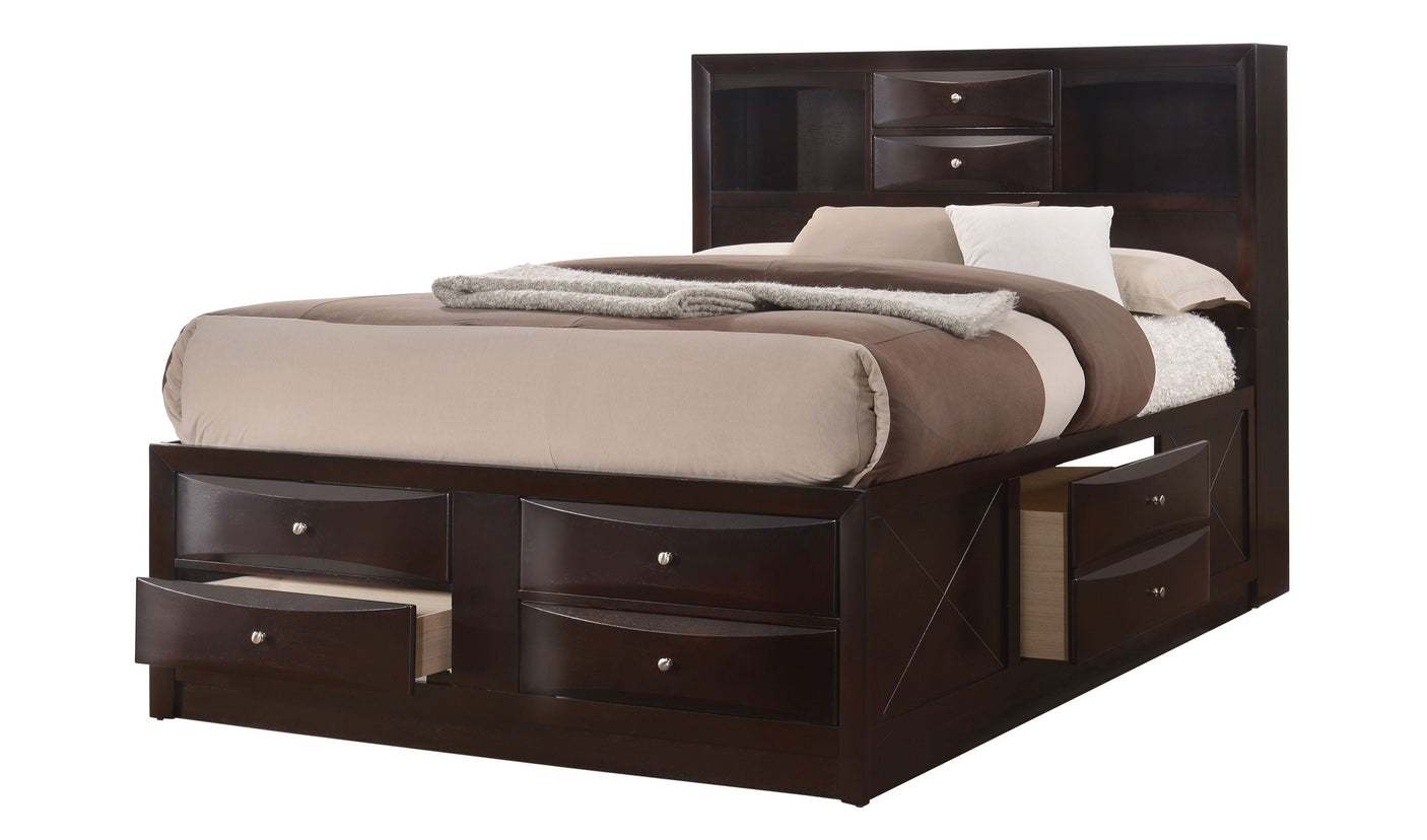 Emily Dark Cherry Queen Storage Bedroom Set