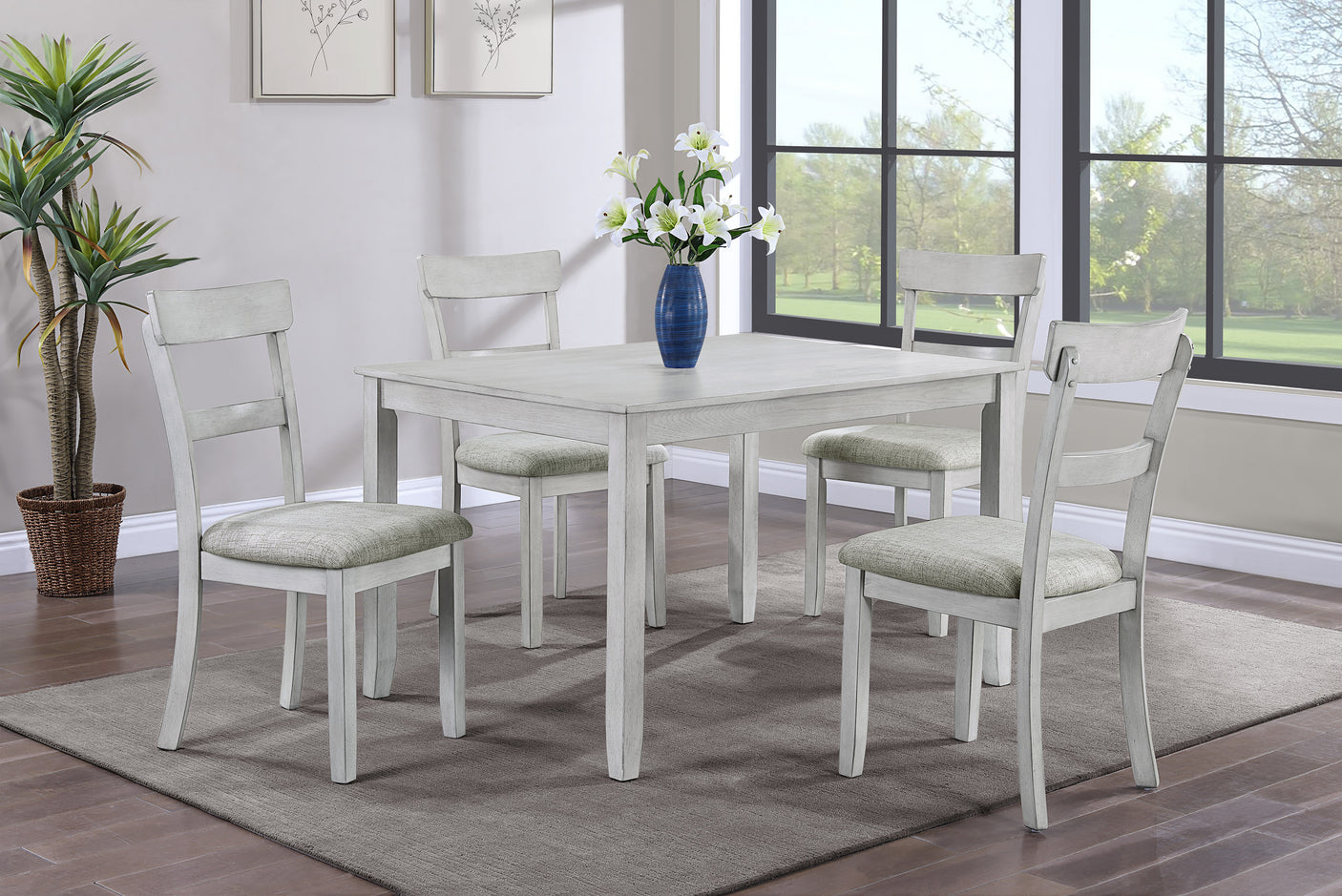 Henderson Table w/ 4 Chairs - White Wash