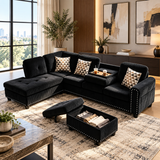 Esther Corduroy Sectional With Free Ottoman
