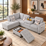 Esther Corduroy Sectional With Free Ottoman
