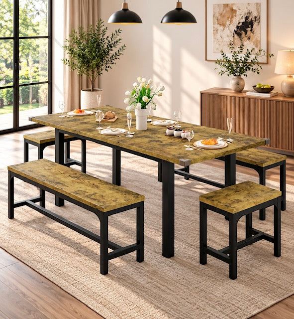 Fanny Table w/2 Stools and 2 Benches