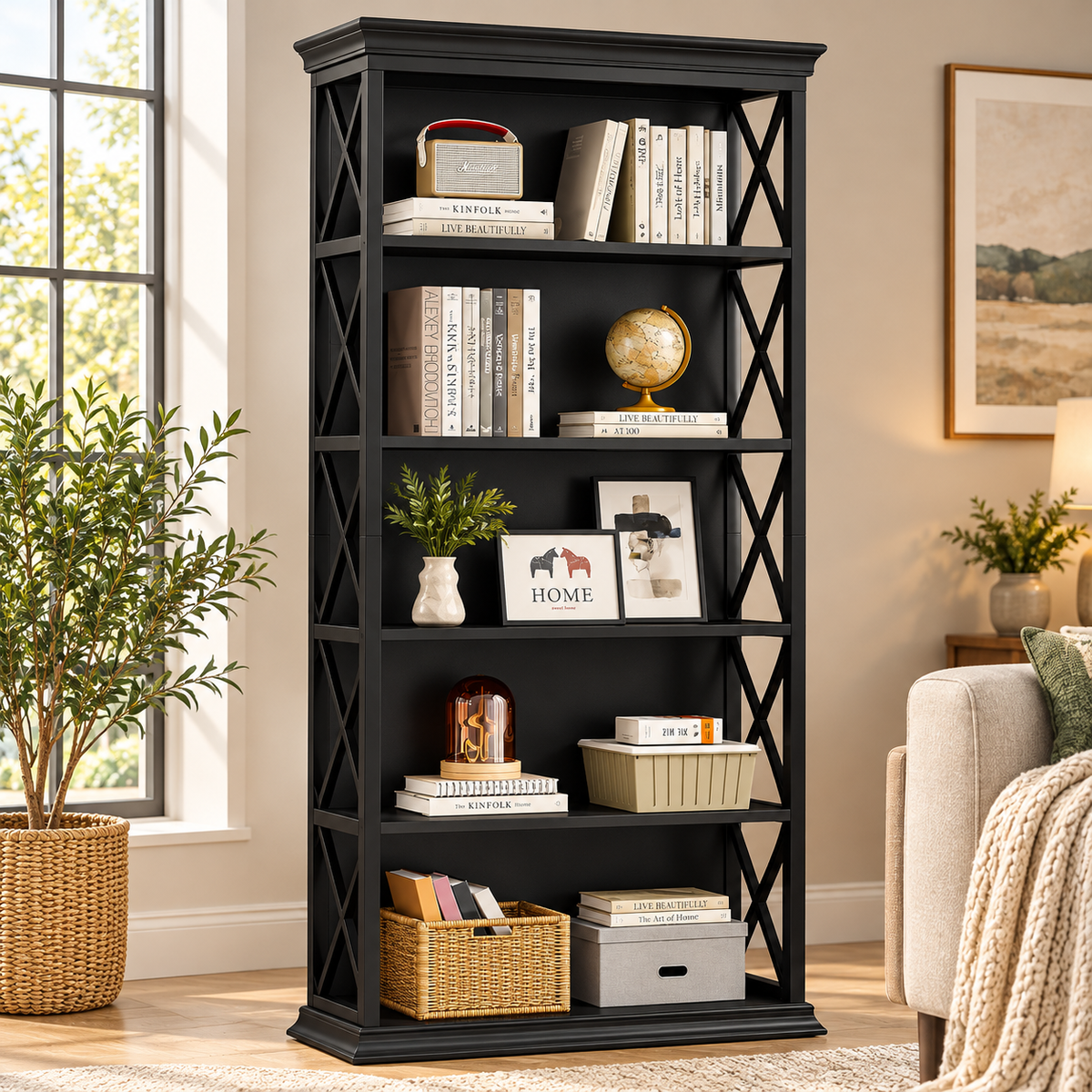 Harper 5-Shelf X-Frame Bookcase