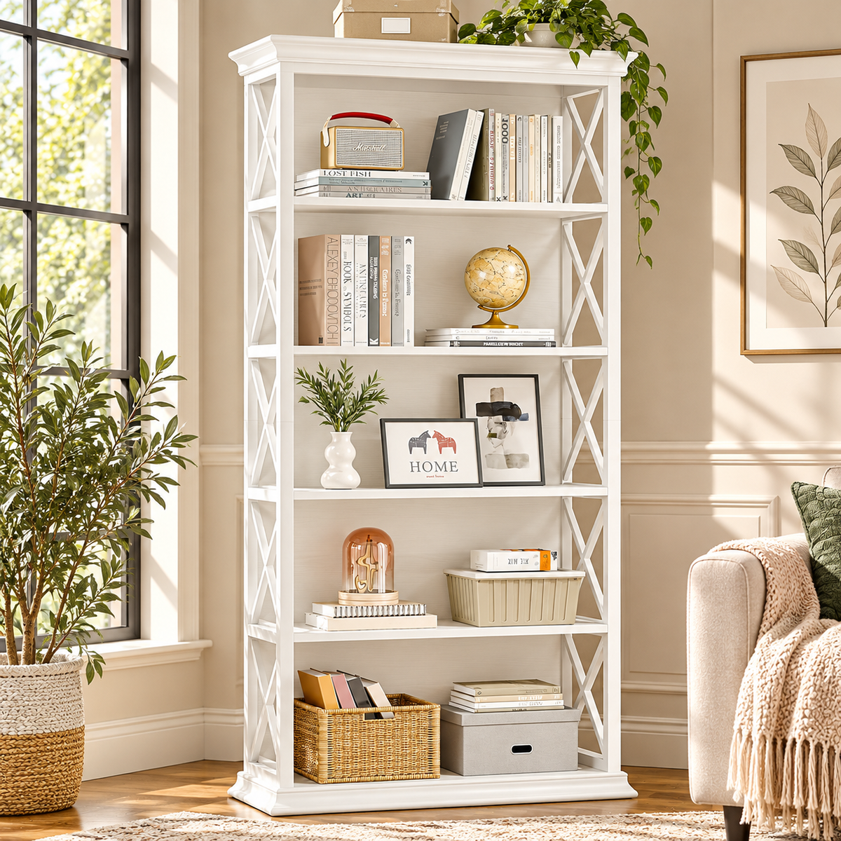 Harper 5-Shelf X-Frame Bookcase